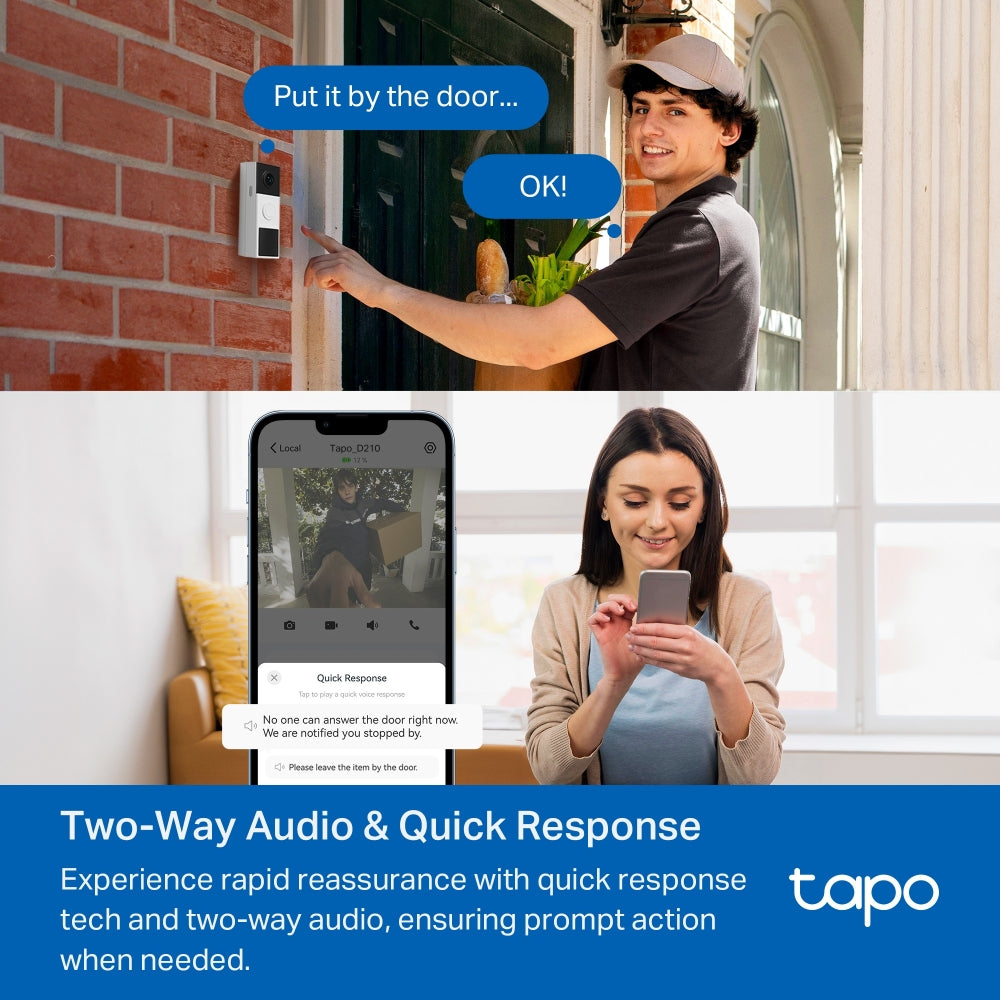 Tapo TP-Link Smart Video Doorbell Camera Wireless 2K | TAPOD210