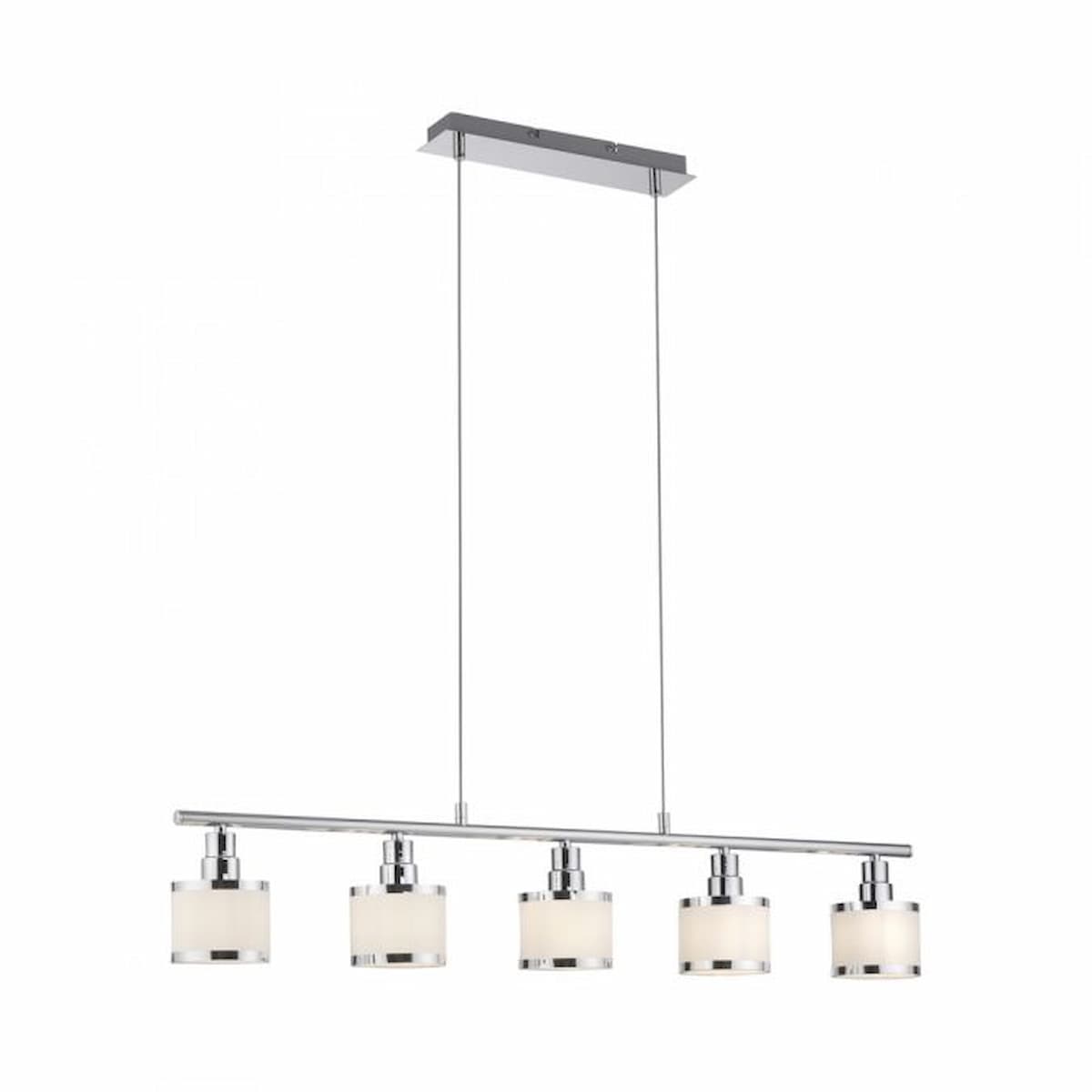 Leuchten Direkt 5 Light Chrome & White shades Island Pendant -15375-17