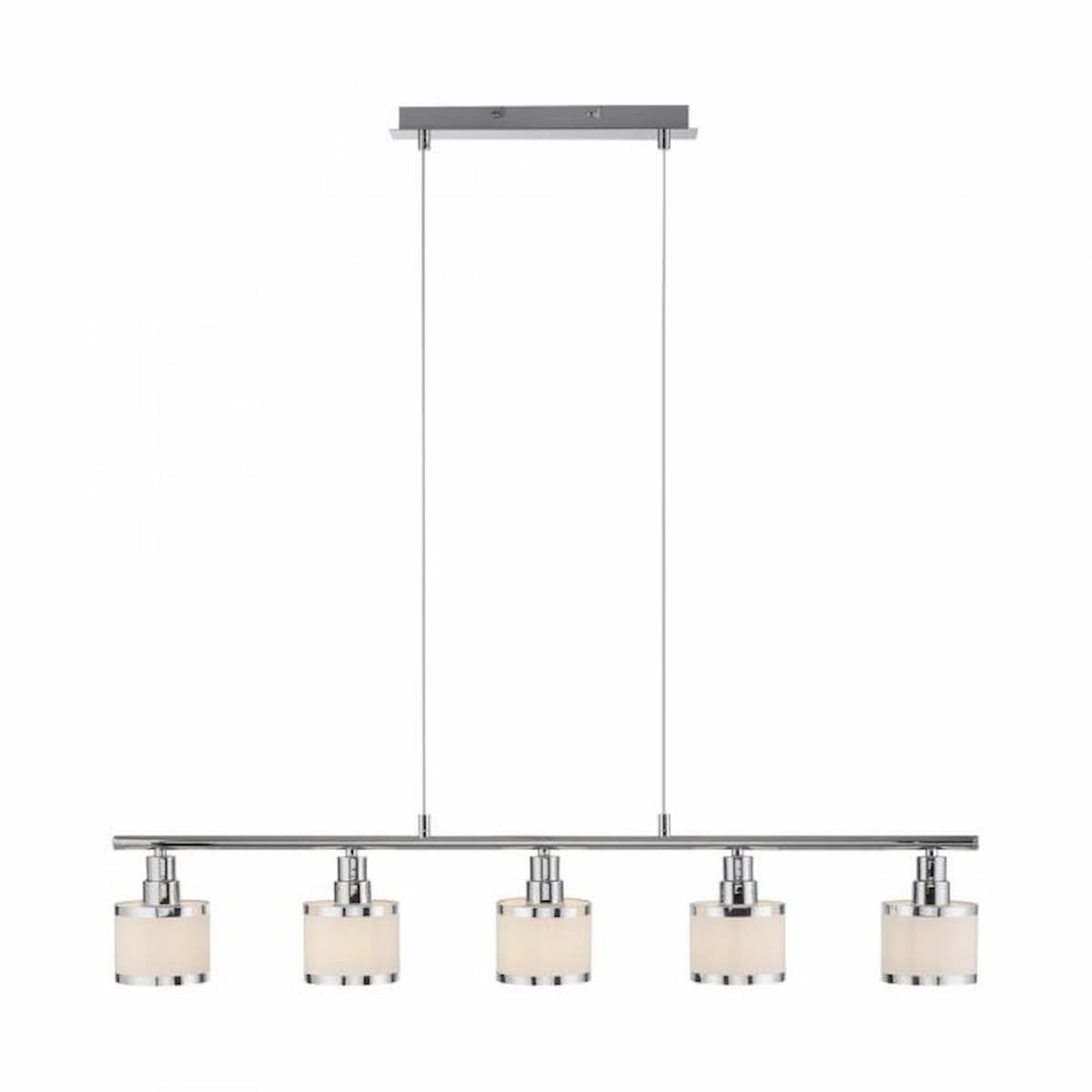 Leuchten Direkt 5 Light Chrome & White shades Island Pendant -15375-17