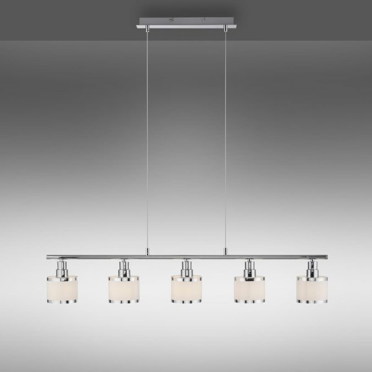 Leuchten Direkt 5 Light Chrome & White shades Island Pendant -15375-17