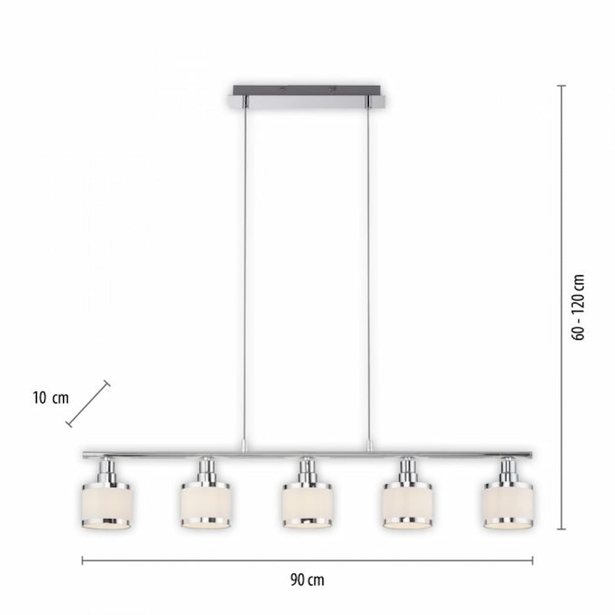 Leuchten Direkt 5 Light Chrome & White shades Island Pendant -15375-17