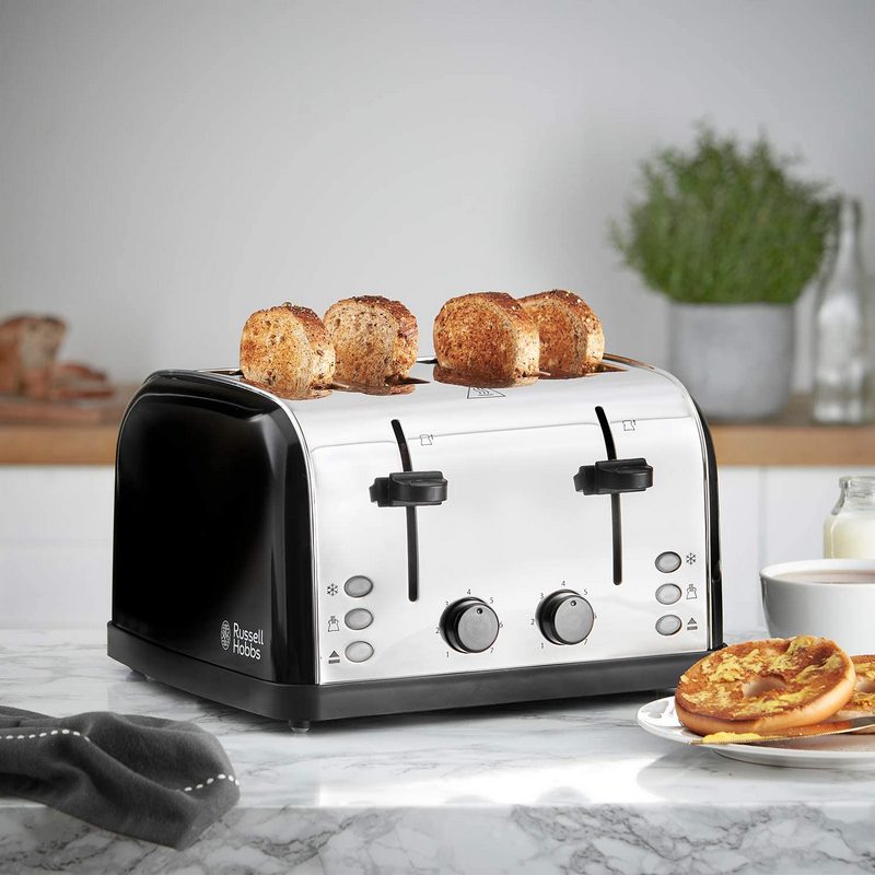 Russell Hobbs Stainless Steel 4 Slice Toaster Black | 28360