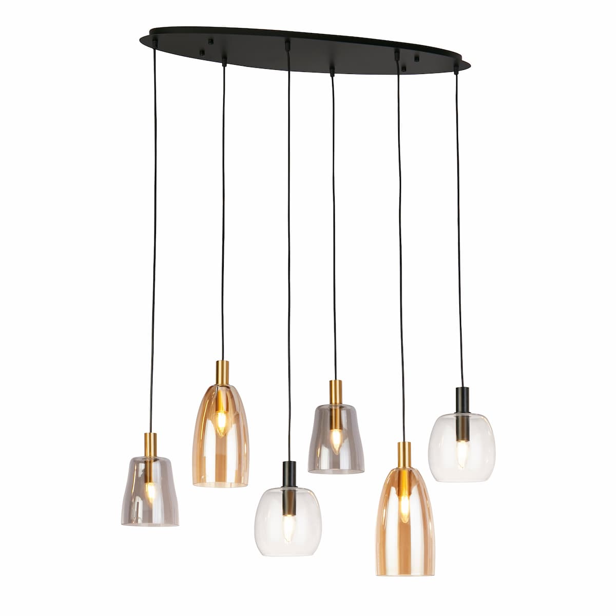 Searchlight Divine 6-Light Multi-Drop Island Pendant Light- 36463-6BK