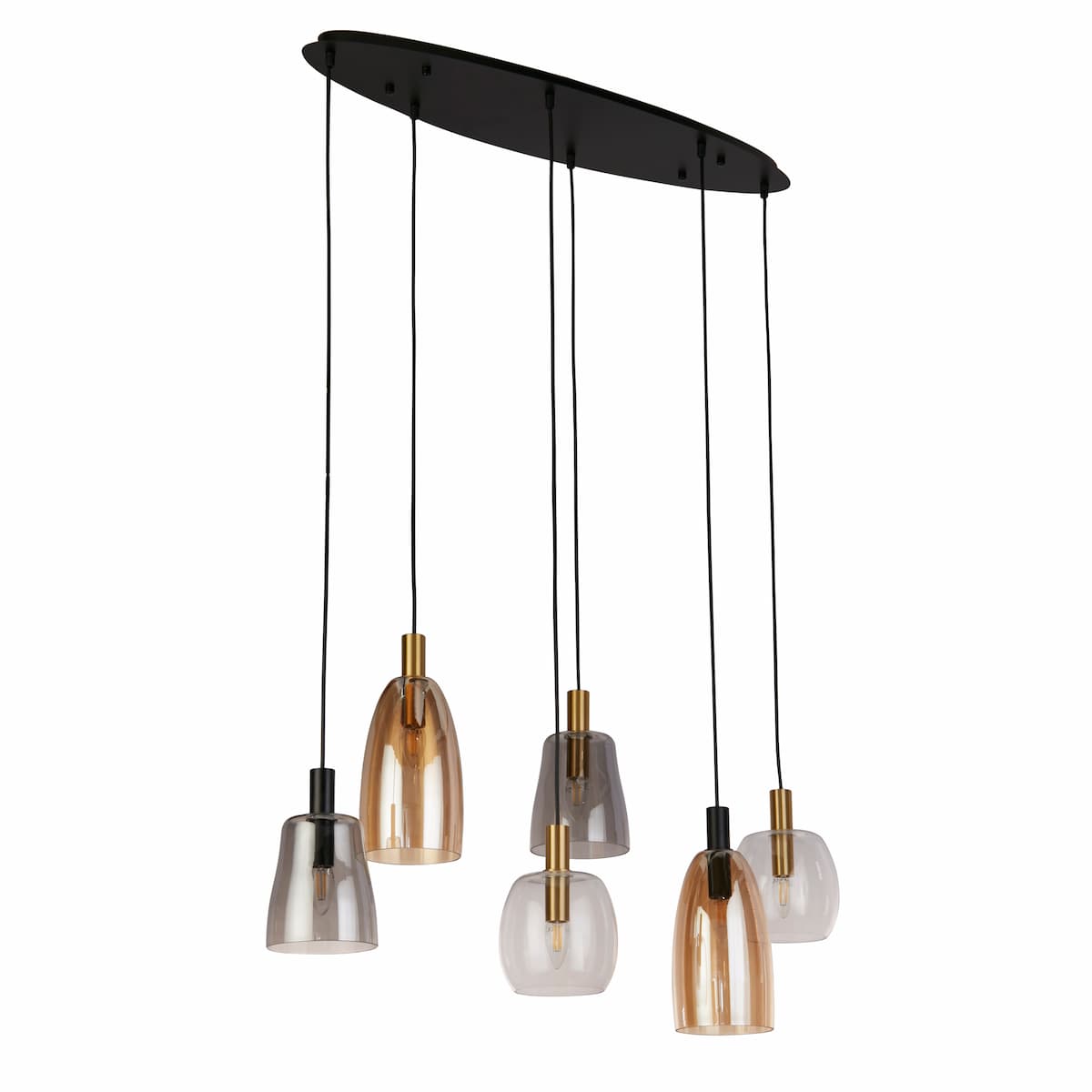 Searchlight Divine 6-Light Multi-Drop Island Pendant Light- 36463-6BK