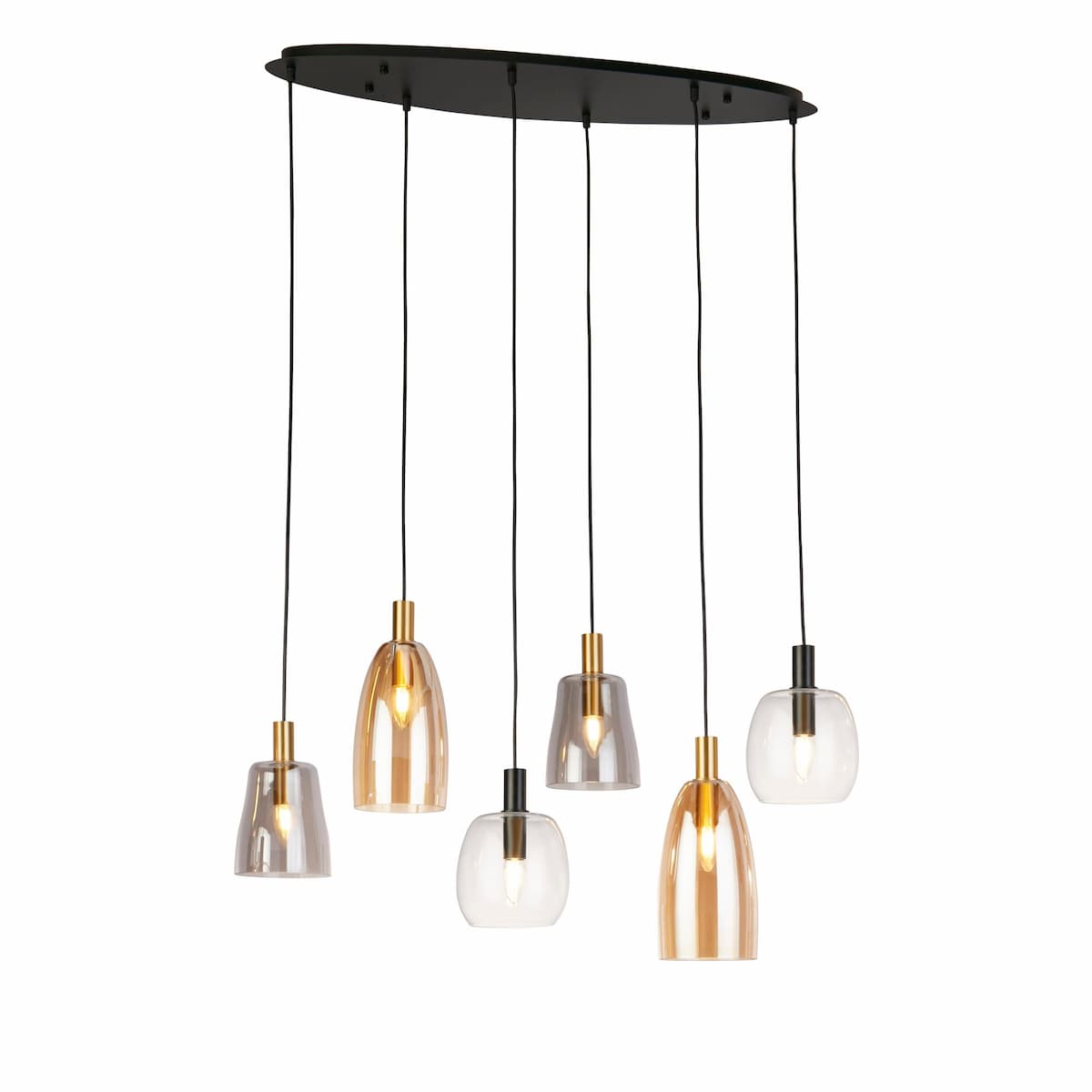 Searchlight Divine 6-Light Multi-Drop Island Pendant Light- 36463-6BK