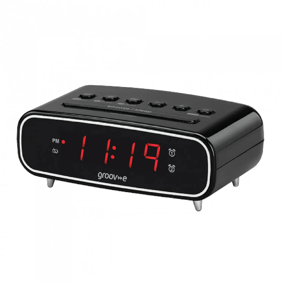 Groove Rise FM Alarm Clock Radio Black | GVCR05BK