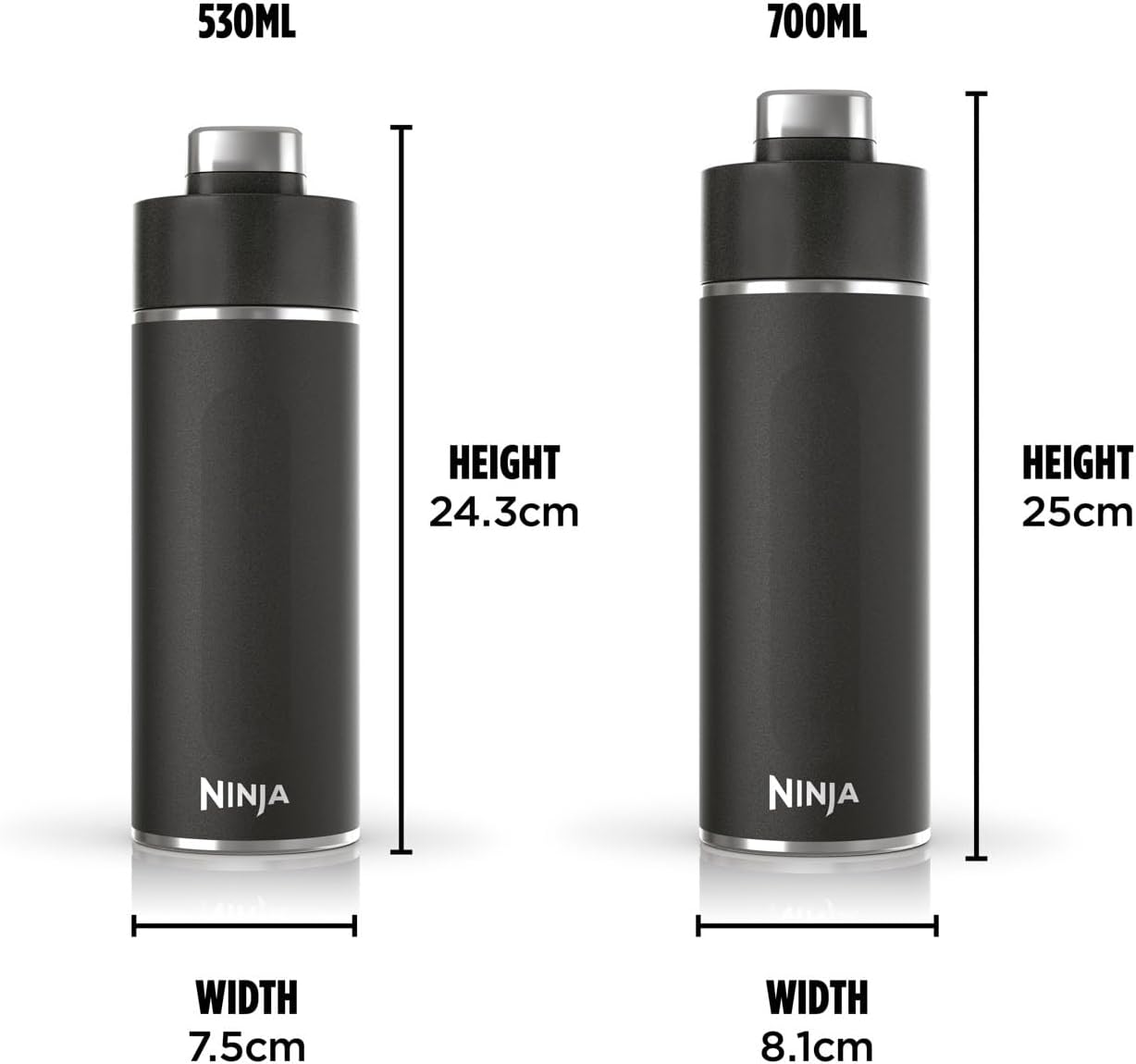 Ninja Thirsti 530 ml Travel Bottle Black | DW1801EUUKBK