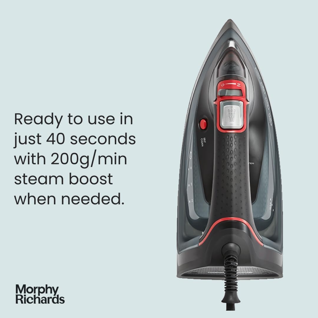 Morphy Richards Turbosteam Pro 3100W Electronic Steam Iron Black | 303175