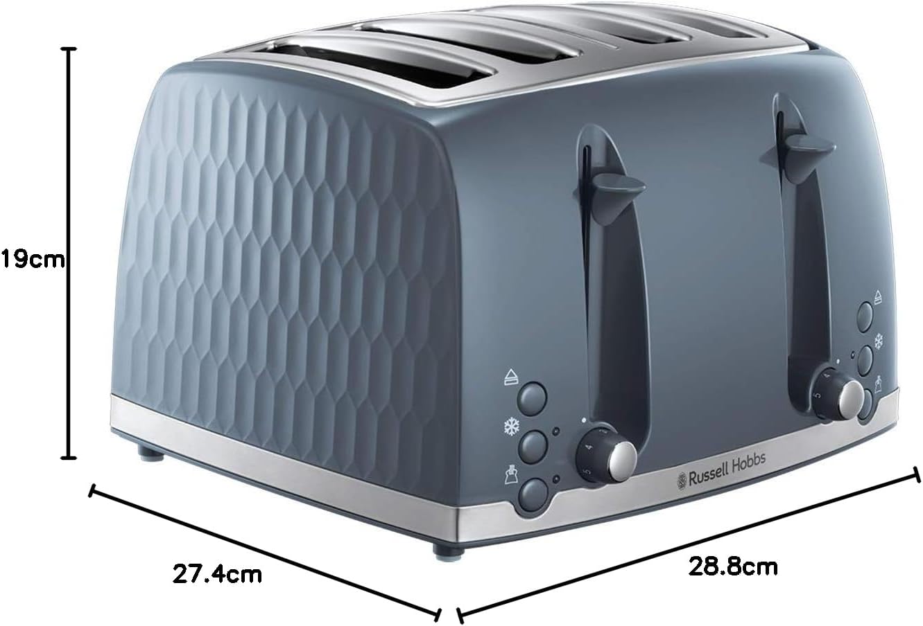 Russell Hobbs Honeycomb 4 Slice Toaster Grey | 26073