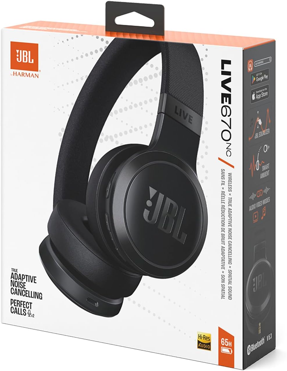 JBL 670NC Wireless Noise Cancelling On-Ear Headphones Black | JBLLIVE670NCBLK