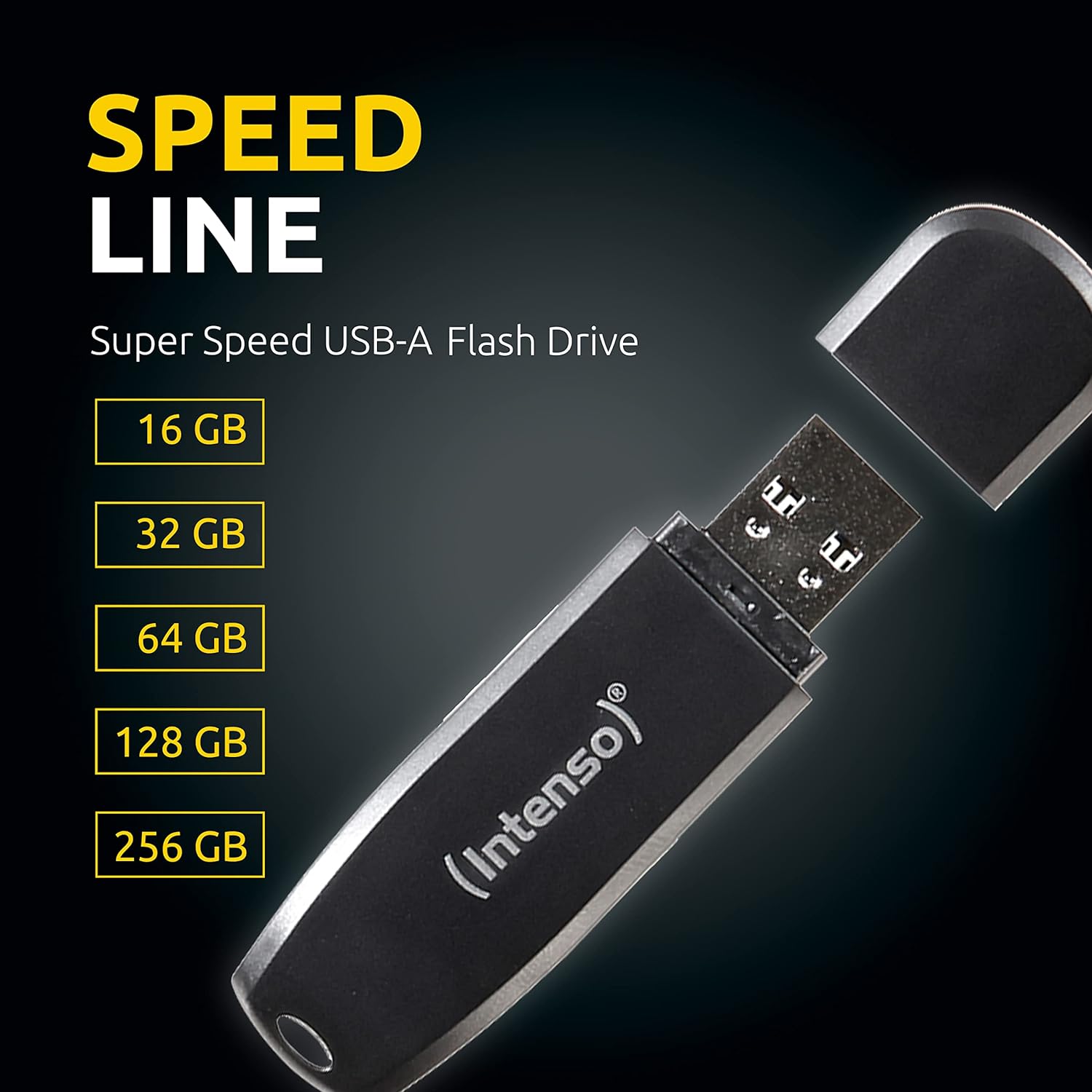 Intenso Speed Line 64GB USB 3.0 Memory Stick Drive - Black | 3533490