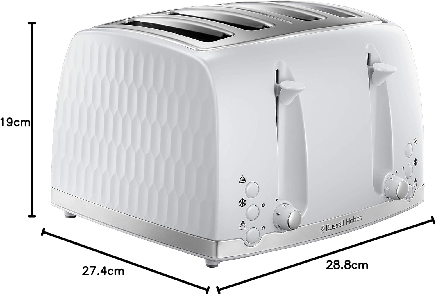 Russell Hobbs Honeycomb 4 Slice Toaster White | 26070