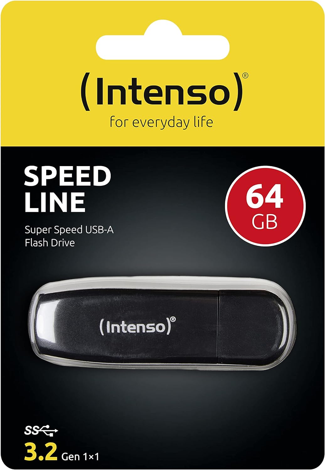 Intenso Speed Line 64GB USB 3.0 Memory Stick Drive - Black | 3533490