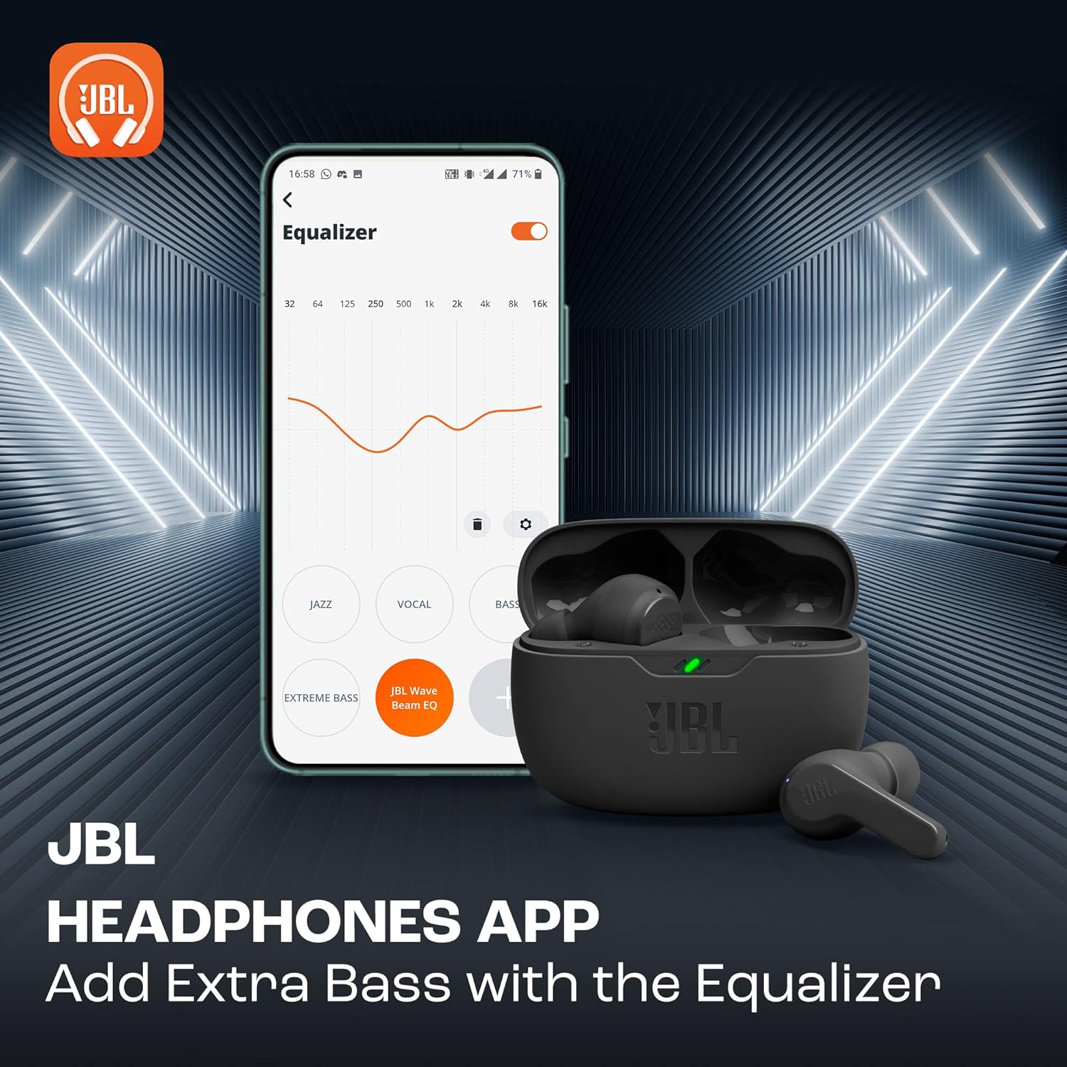 JBL Wave Beam True Wireless In-Ear Earbuds Black | JBLWBEAMBLK