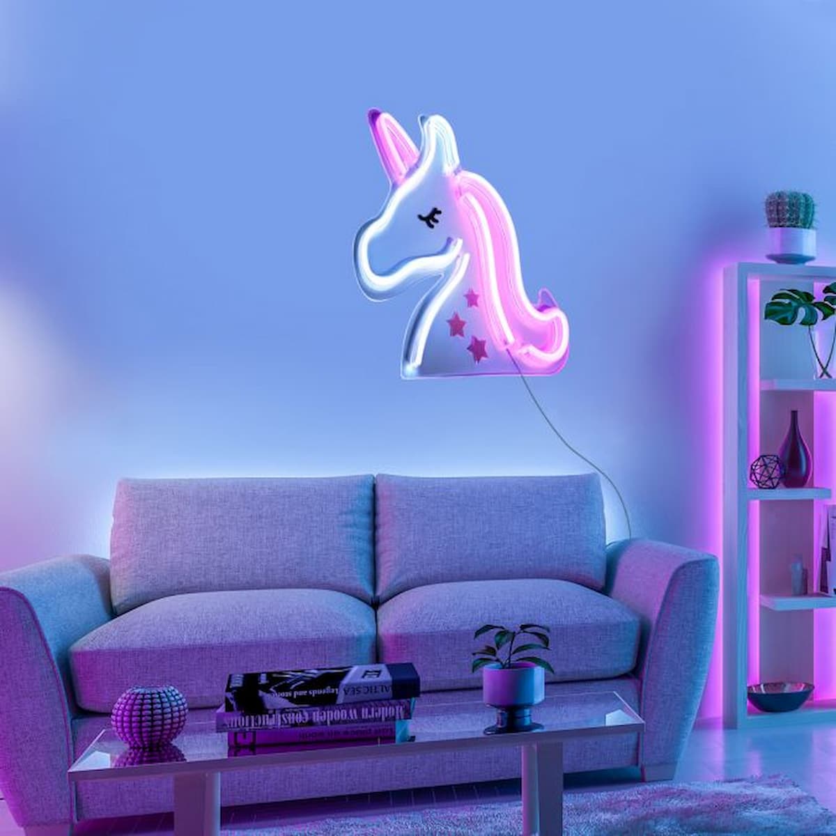 LED Wall Lamp Unicorn Motif USB Cord Switch Decorative Kids Lamp - 85025-70