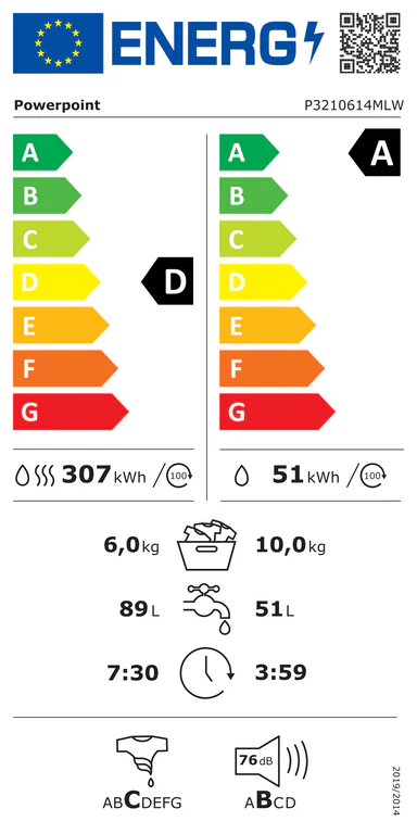 Powerpoint 10kg / 6kg Washer Dryer White | P3210614MLW