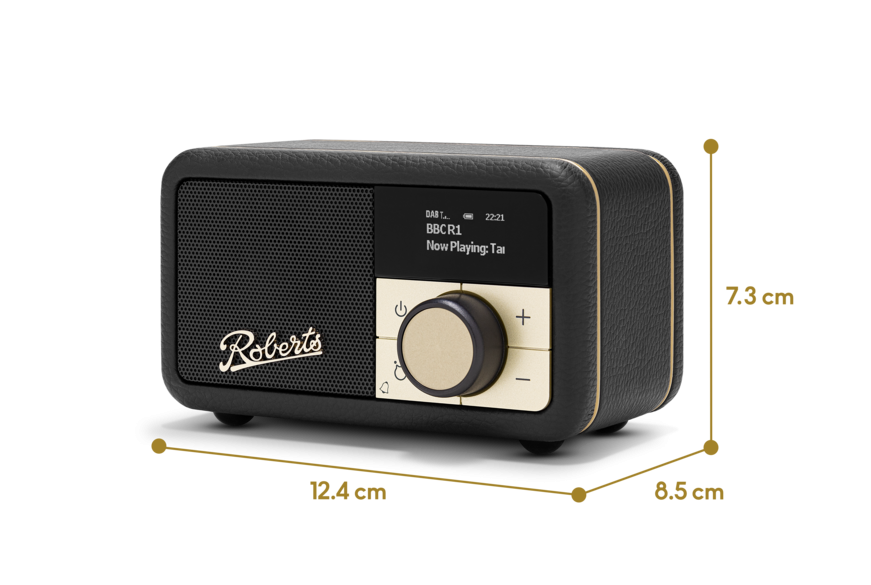 Roberts Petite 2 Dab+ Fm RDS Bluetooth, Rechargeable Battery, Alarm Black | PETITE2BK