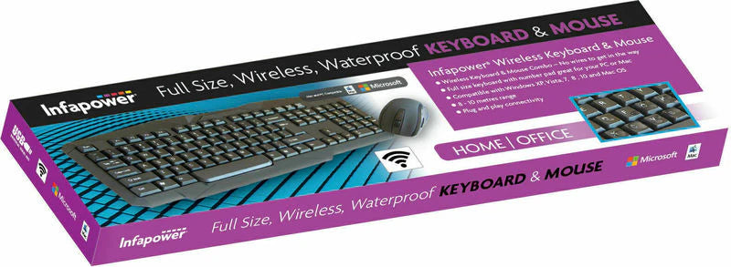 Infapower X206 Waterproof Keyboard & Mouse, Wireless | 211951