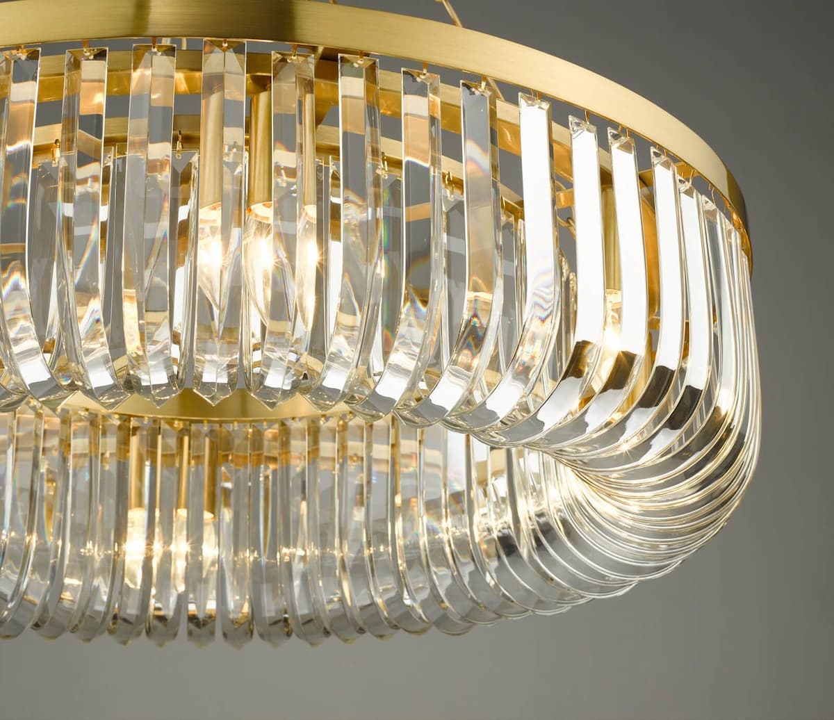 Sigourney 8 Light Pendant Satin Gold and Crystal-SIG0835