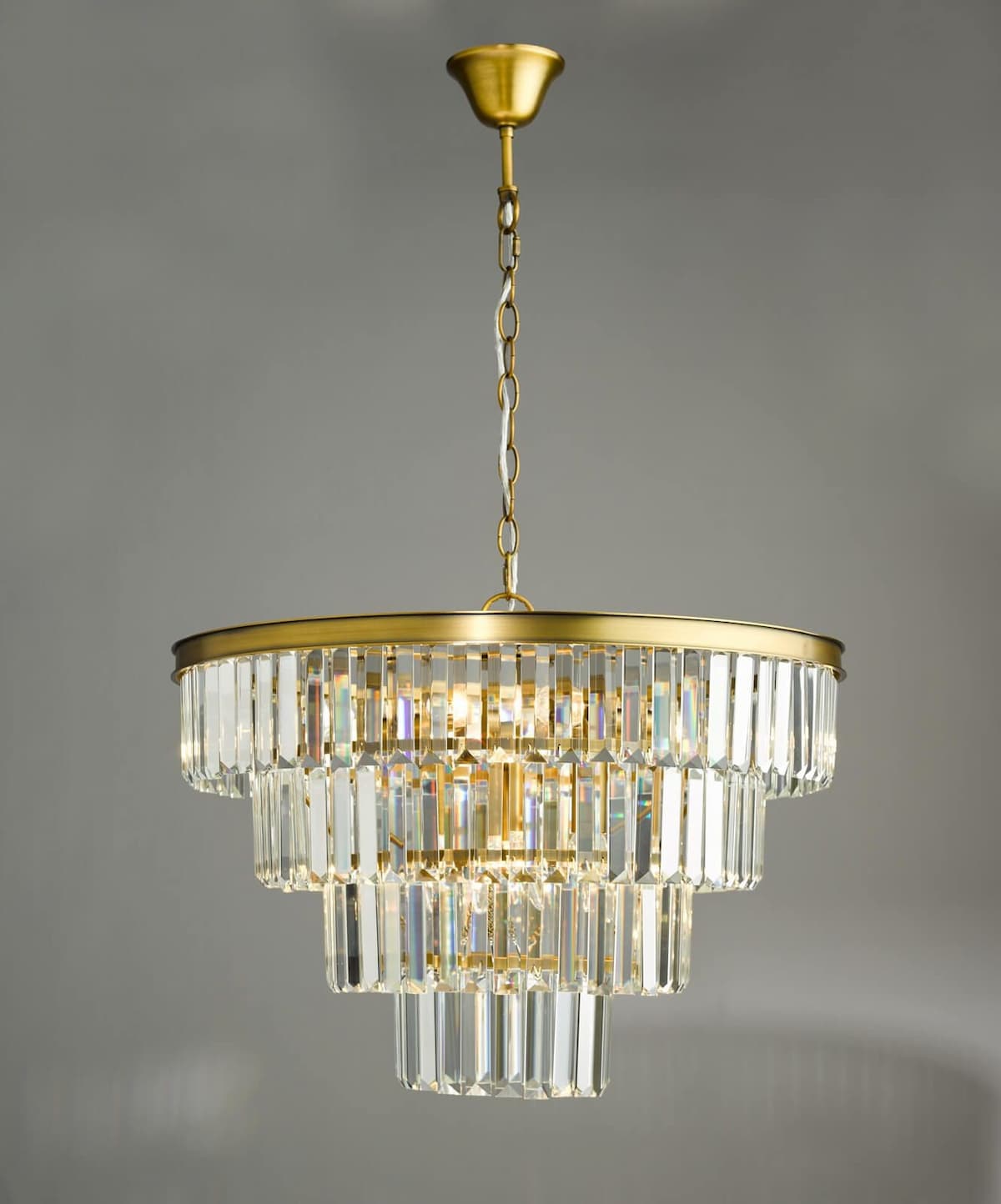 Rhapsody 6 Light Chandelier Crystal and Natural Brass-RHA0633