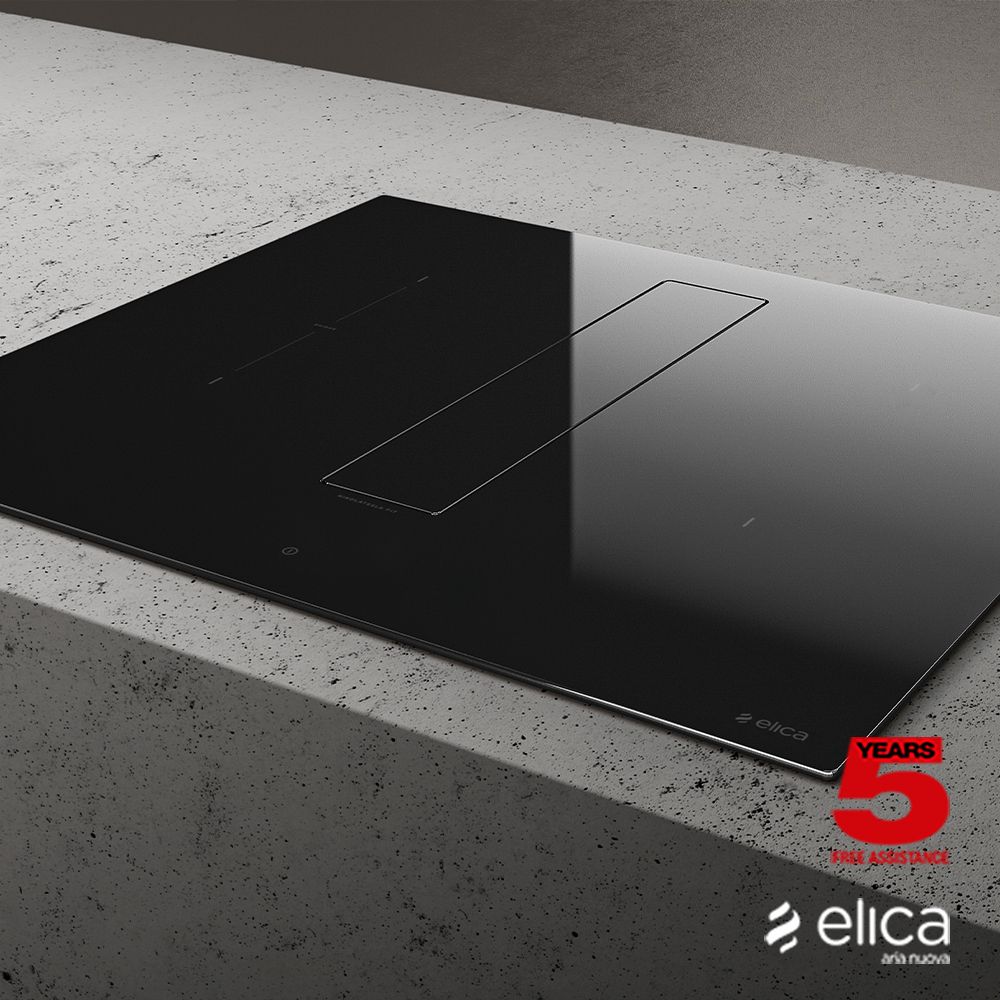 Elica Nikola Tesla 60CM Aspirating Venting Hob Black | NIKOFIT60RECOUTPACK