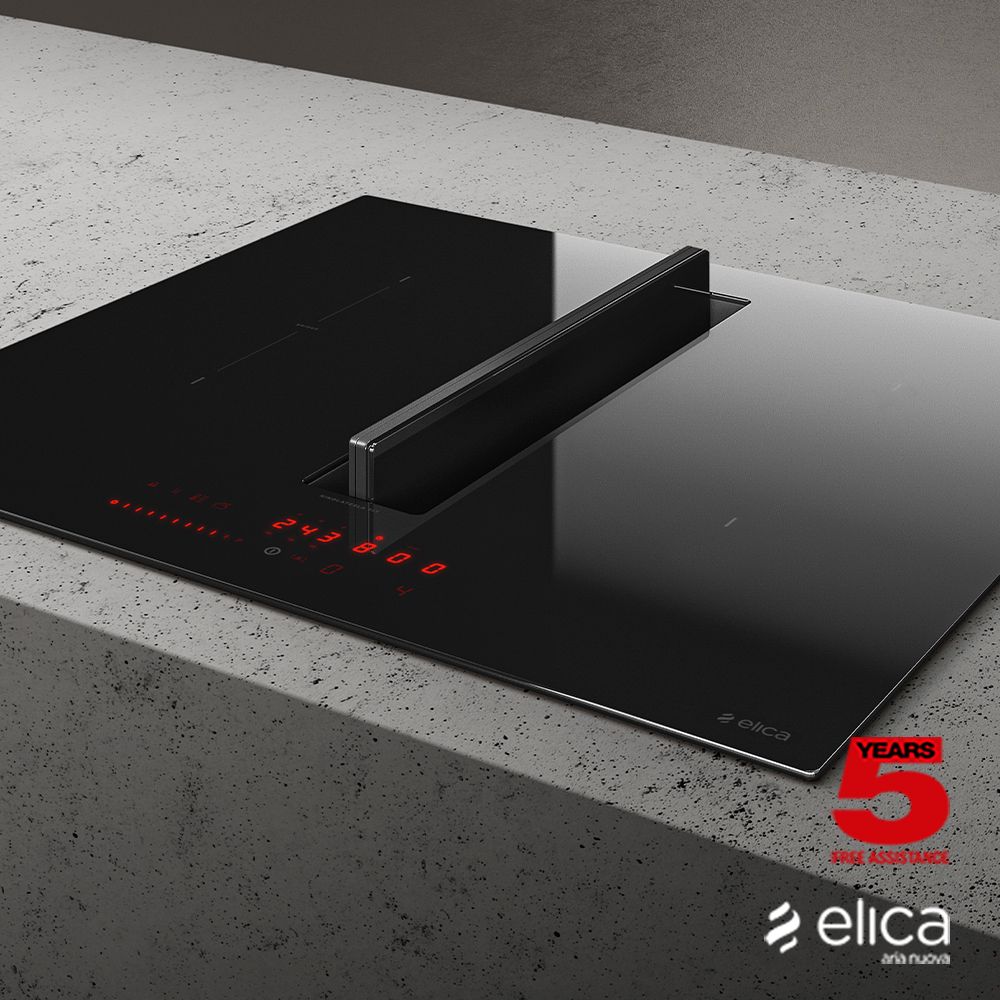 Elica Nikola Tesla 60CM Aspirating Venting Hob Black | NIKOFIT60RECOUTPACK