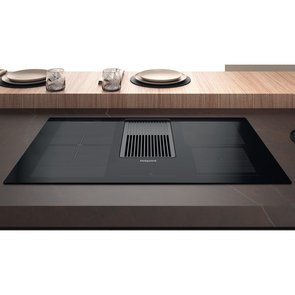 Hotpoint 83cm Vented Induction Hob with MyMenu Black | PVH 92 B K/F KIT