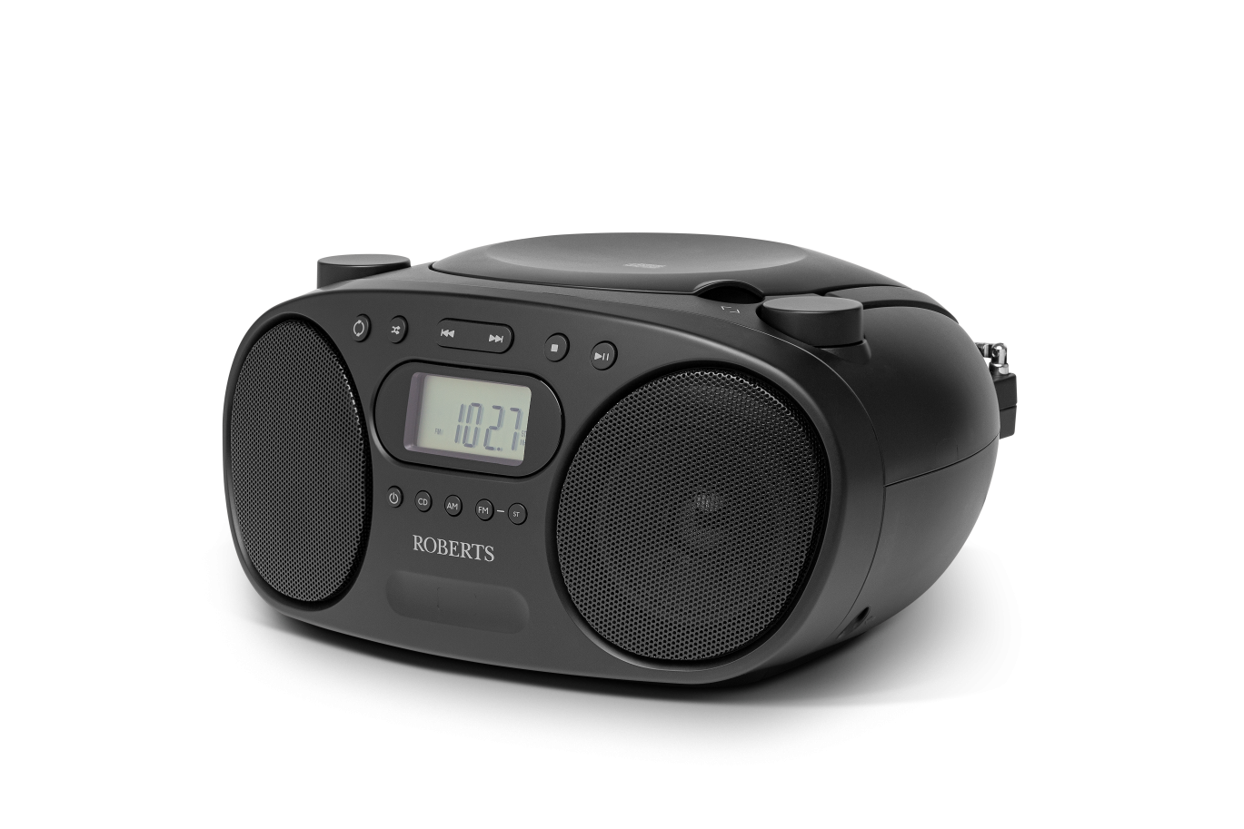 Roberts Portable FM/AM Boombox With CD Player Black | ZOOMBOXFMBK