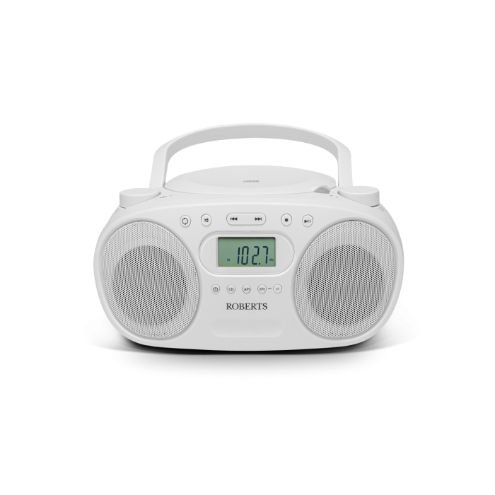 Roberts Portable FM/AM Boombox With CD Player White | ZOOMBOXFMW