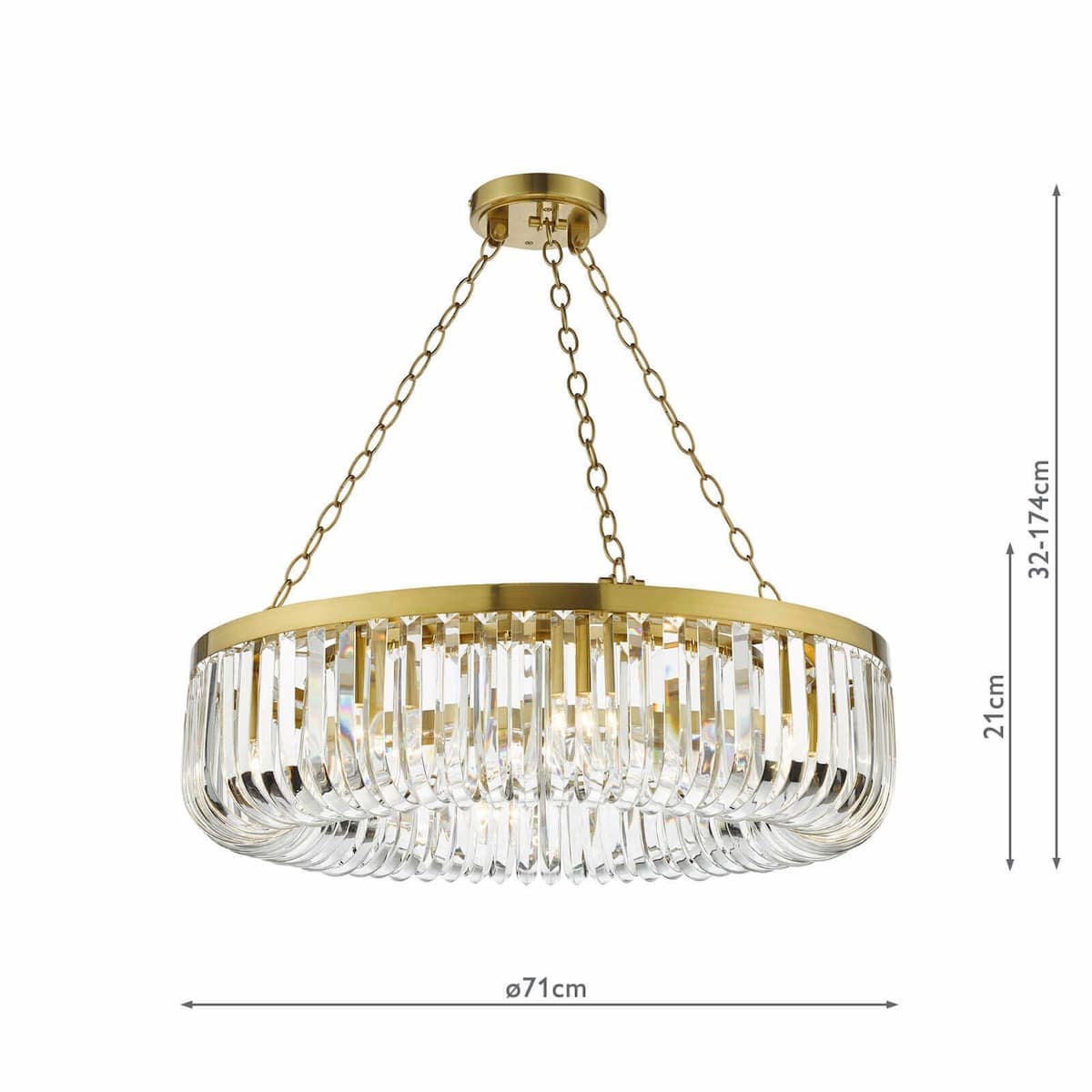 Sigourney 8 Light Pendant Satin Gold and Crystal-SIG0835