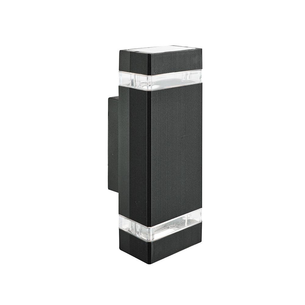 BLACK 2 LIGHT OUTDOOR WALL LIGHT WITH CLEAR DIFFUSER 1002-2BK-LED - Peter Murphy Lighting & Electrical Ltd