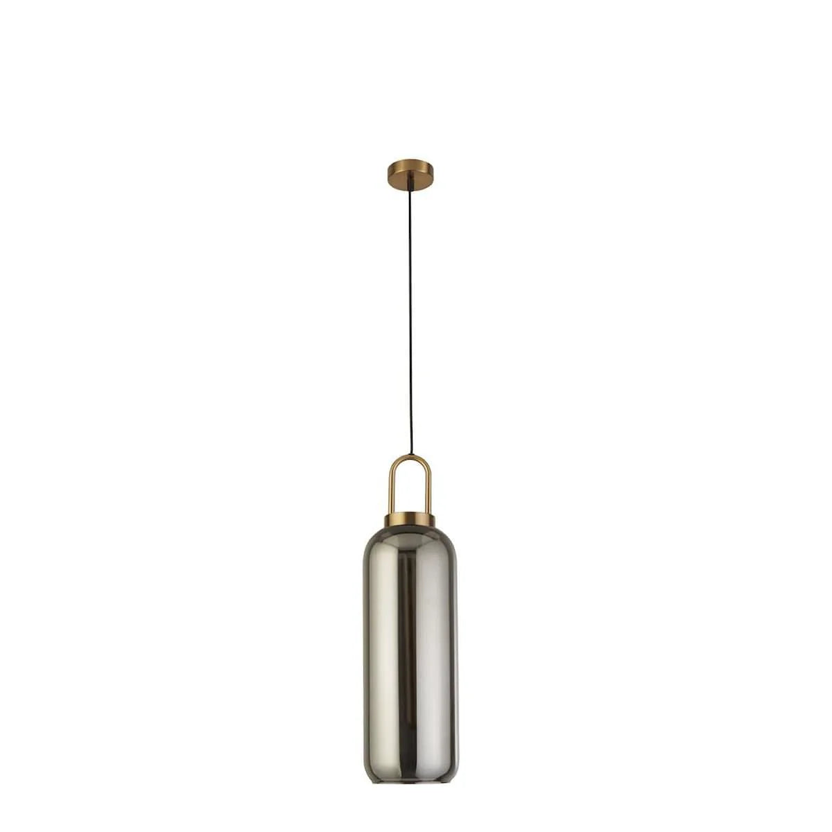 PIPETTE CEILING PENDANT - BRASS & SMOKED GLASS 46641-1SM - Peter Murphy Lighting & Electrical Ltd